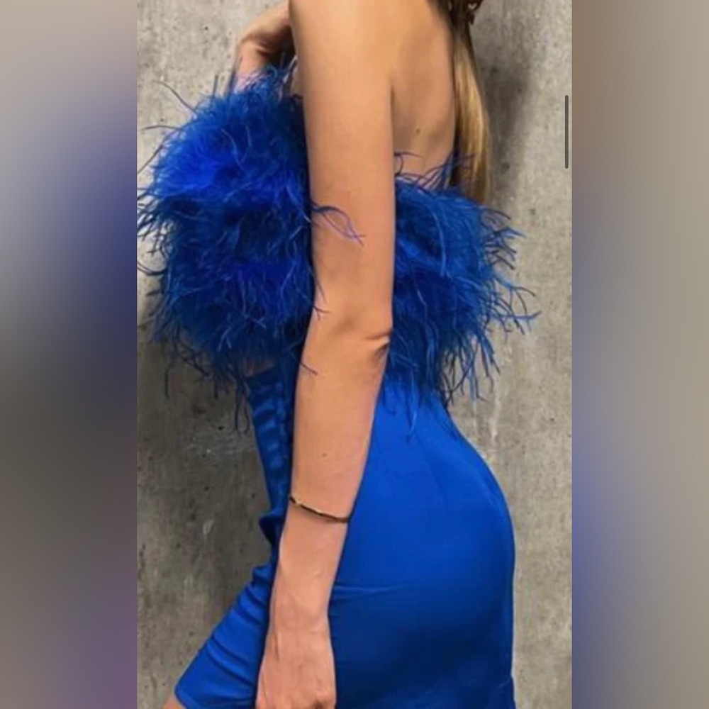 Blue Feather BANDEAU top